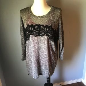Very light weight gray and black sweater